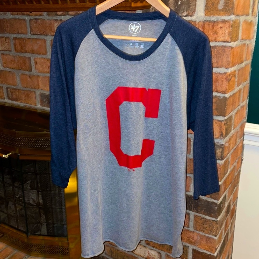 Vintage Cleveland Indians 3/4 Sleeve Retro Baseball Tee X-Large